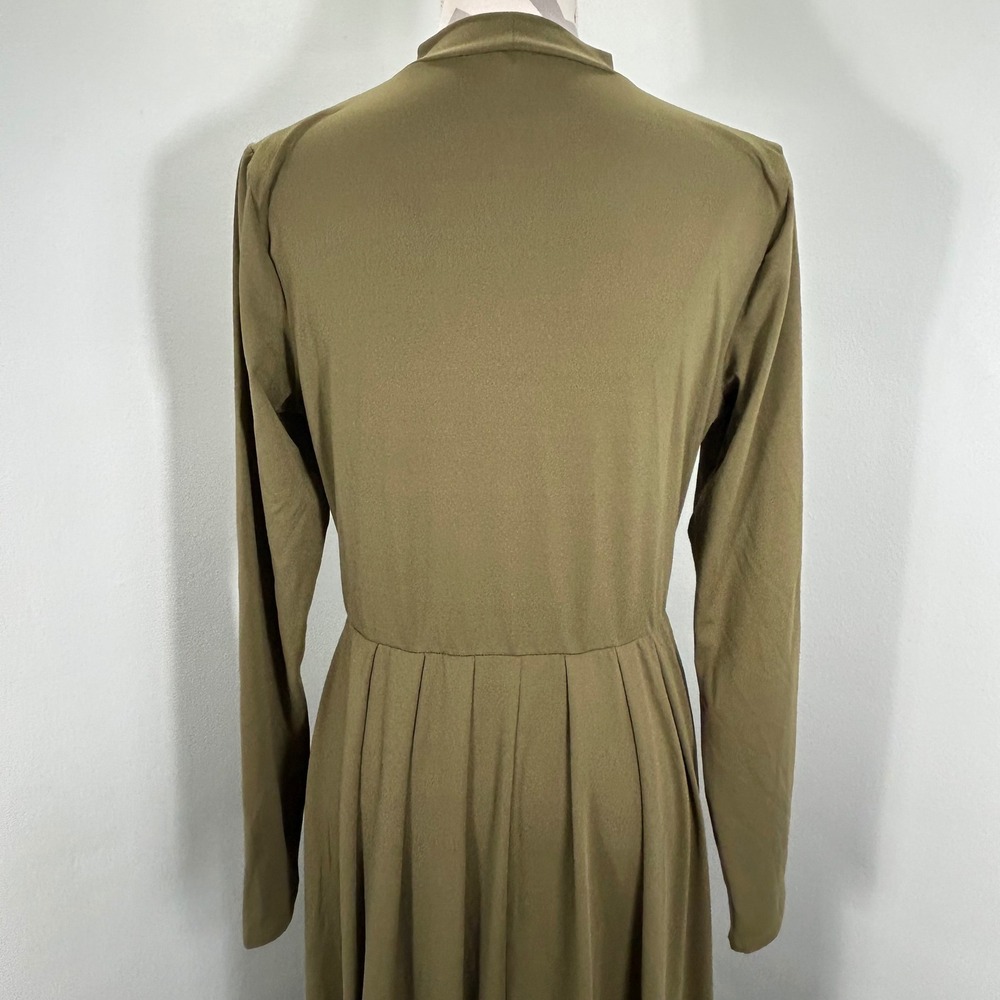 Halara Olive Green Mock Neck Long Sleeve Pleated Maxi Dress Womens Large NWT - Picture 6 of 7